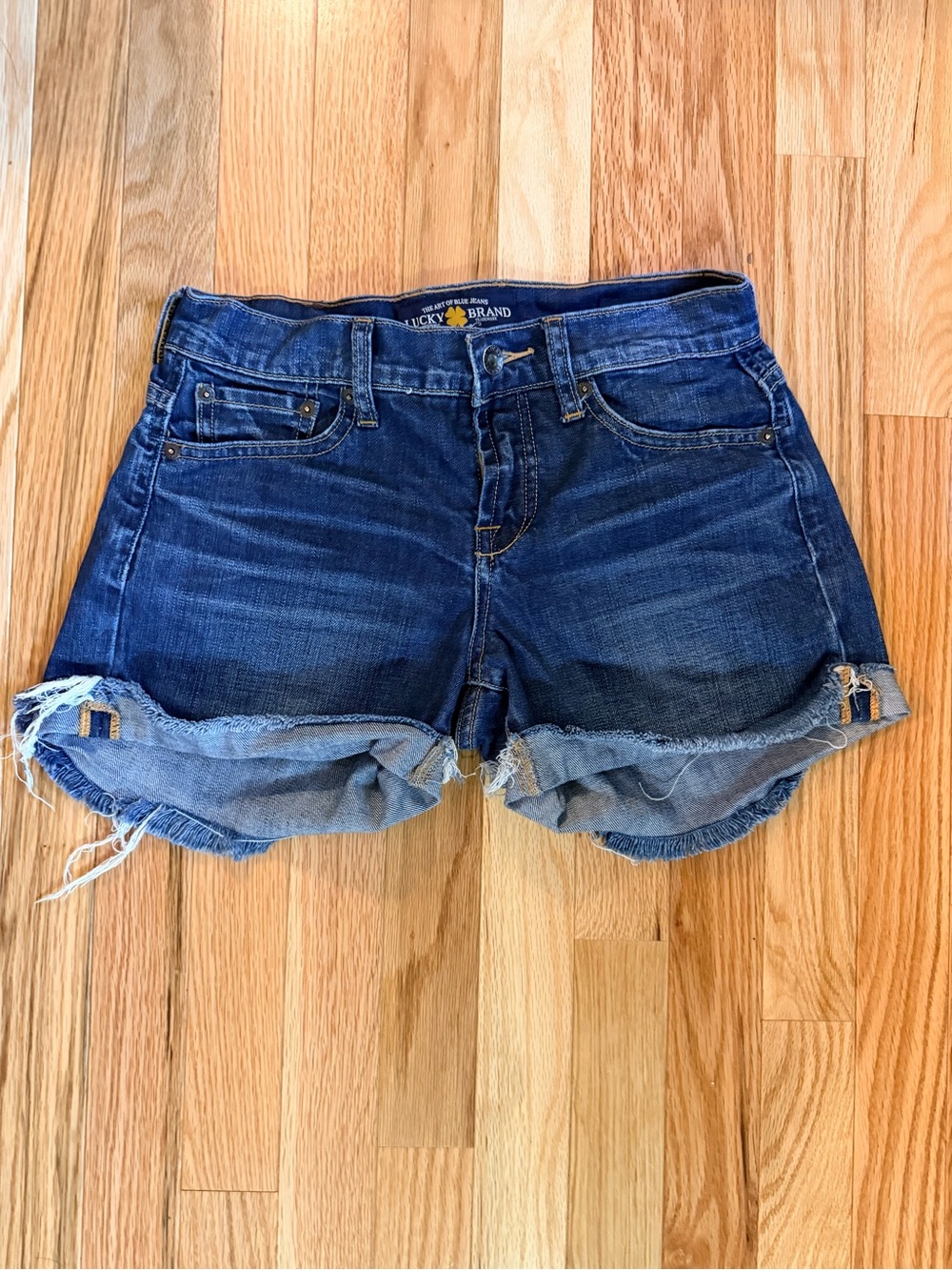 Lucky Brand Dark Blue Rolled Hem Denim Shorts